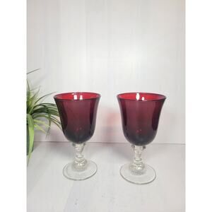 2 Vintage Arc International Knight's Tale Ruby Red Goblets 14 oz